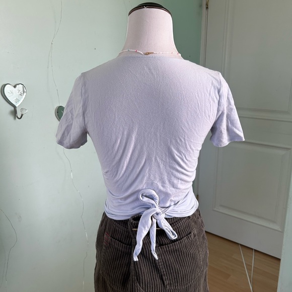 Hollister Soft Light Blue Wrap Front Tie-Up T-Shirt - Picture 7 of 7